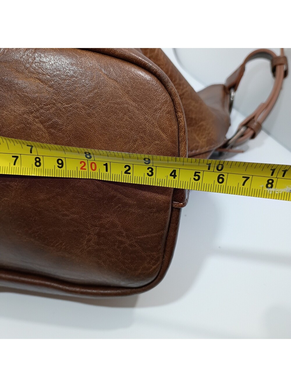 Joy Susan Vegan Leather Hobo Bucket Bag Cognac Brown Purse Handbag Boho - Picture 7 of 13